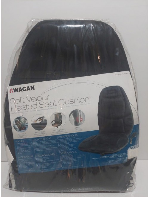 Wagan Black Velour Heated Seat Cushion