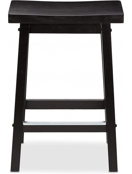 Solid Wood Saddle-Seat Kitchen Counter-Height Stool Height, Black