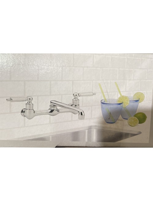 Aqua Vista 2-Handle Wall Mount Low-Arc Polished Chrome Kitchen Faucet 