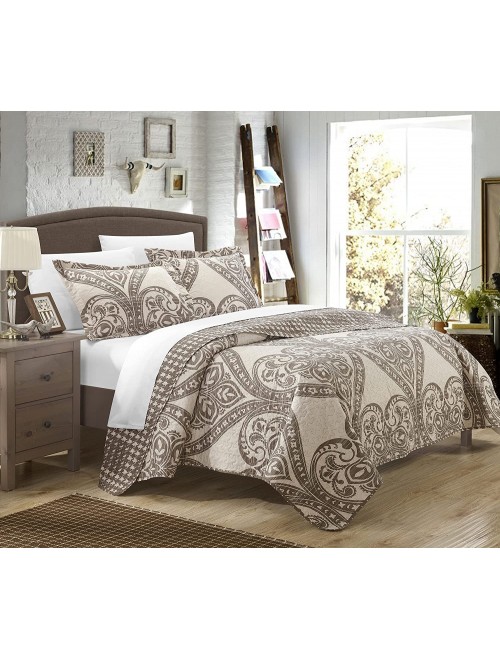 Chic Home 3 Piece Napoli Reversible Printed Quilt Set