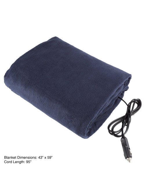 Stalwart 12 Volt Heated Travel Throw Electric Blanket for Car and RV