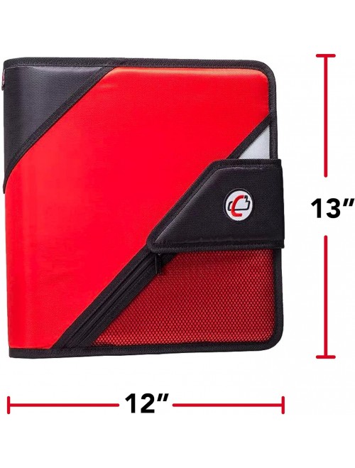 Case-it The Open Tab Velcro Opening Binder- Red