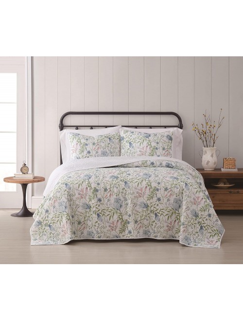 Cottage Classics - Field Floral 3 Piece Full/King Quilt and Sham Set
