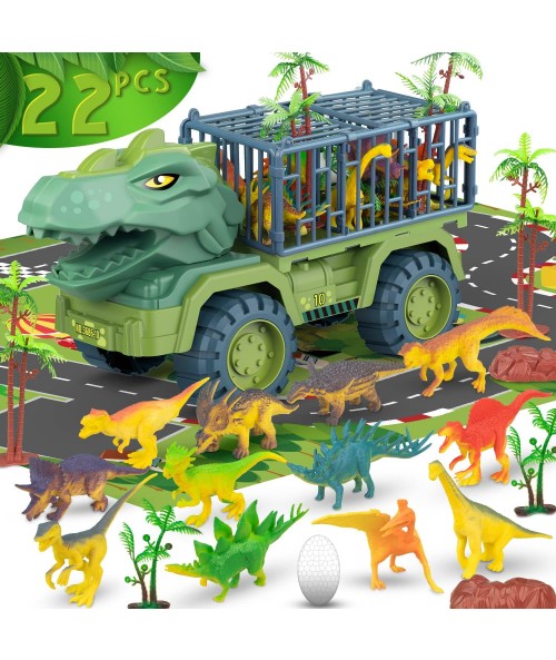 TOYFIT Dinosaur Transport Truck Playset