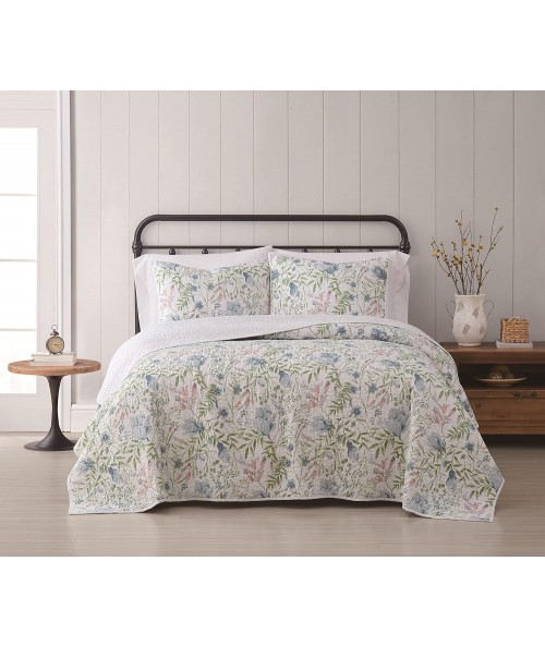 Cottage Classics - Field Floral 3 Piece Full/King Quilt and Sham Set